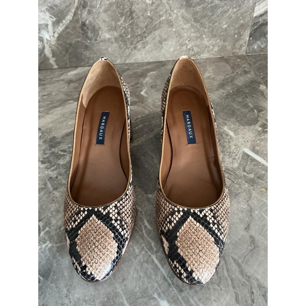 Margaux Snakeskin Blck.Brwn.Tan Block Heel Pumps US 8 EU 38 W